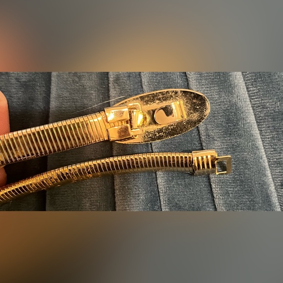 Vntge Metal Gold chain Snake Belt Elastic Oval. BuckleStretch Fashion 27’ Small - Picture 4 of 8